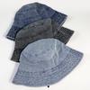 Retro Washed Denim Fisherman Hat Children Show Small Face Plain and Versatile Casual Sunshade Anti-sun Basin Hat