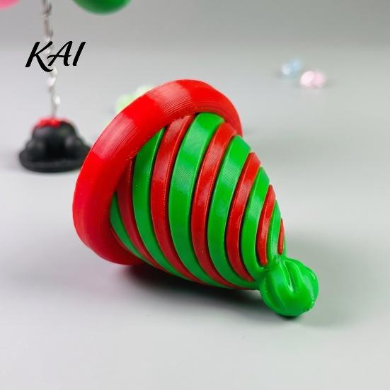 Portable Anxiety Relief Gadgets Spiral Christmas Hat Decompression Toy, 3D Printed Fidget Spinner Educational Toys for Sensory Processing Rotating