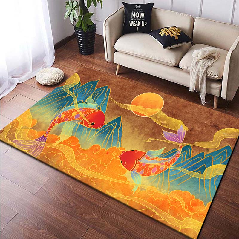 

Japanese Phoenix Gold Animals Style Rugs for Bedroom Kids Boys&girl Room Decoration Cool Floor Mats Living Room Carpets Non-slip 40x60cm (16x24in)