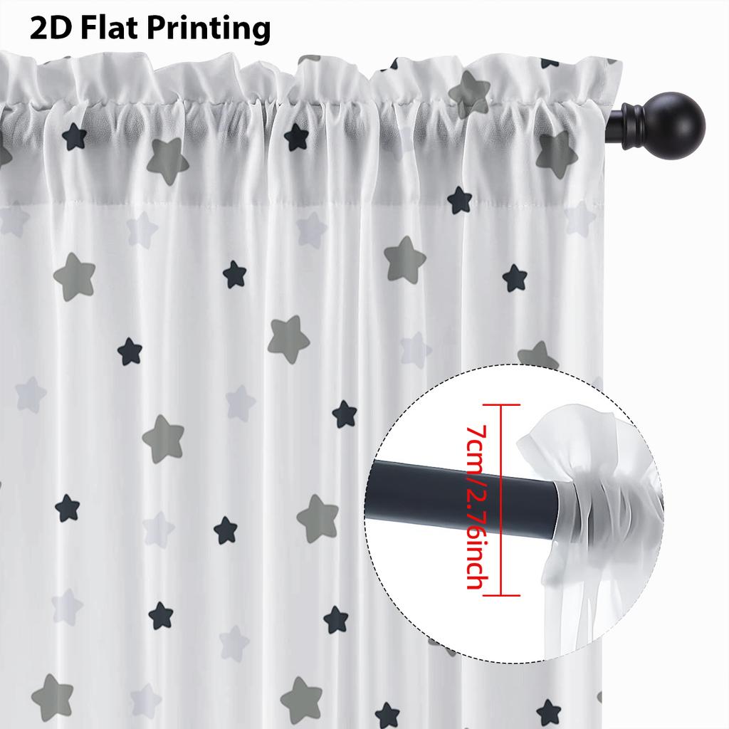 Simple Grey Tone One Piece Starfall Dust Free Rod Mounted Window Screen Living Room Bedroom Decorative Peacefulness Curtain Polyester Perfect For