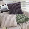 Soft Rabbit Fur Plush Pillow Cover Thick Straight Striped Pillow Living Room Bedroom Sofa Cushion Pillow