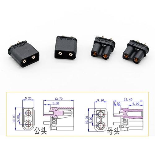 20 Pairs Amass XT30 Upgrade Connectors Black XT30U Plug Male and Female Connectors for RC LiPo Batteries (20 Pairs XT30U)