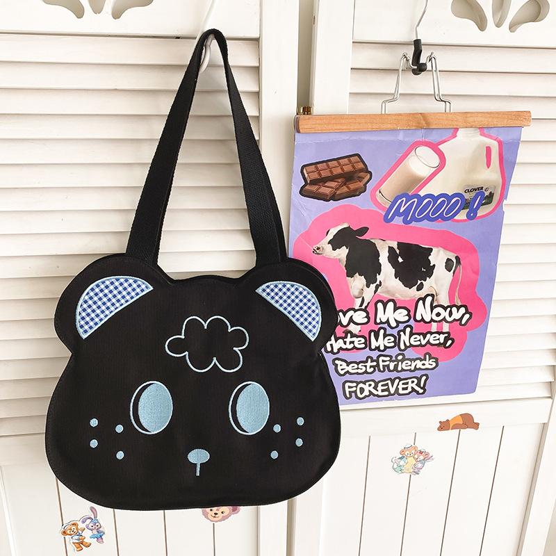 Осенне-зимняя сумка через плечо Aitong с вышивкой Девочка-медведь Студенческая клетчатая холщовая сумка через плечо