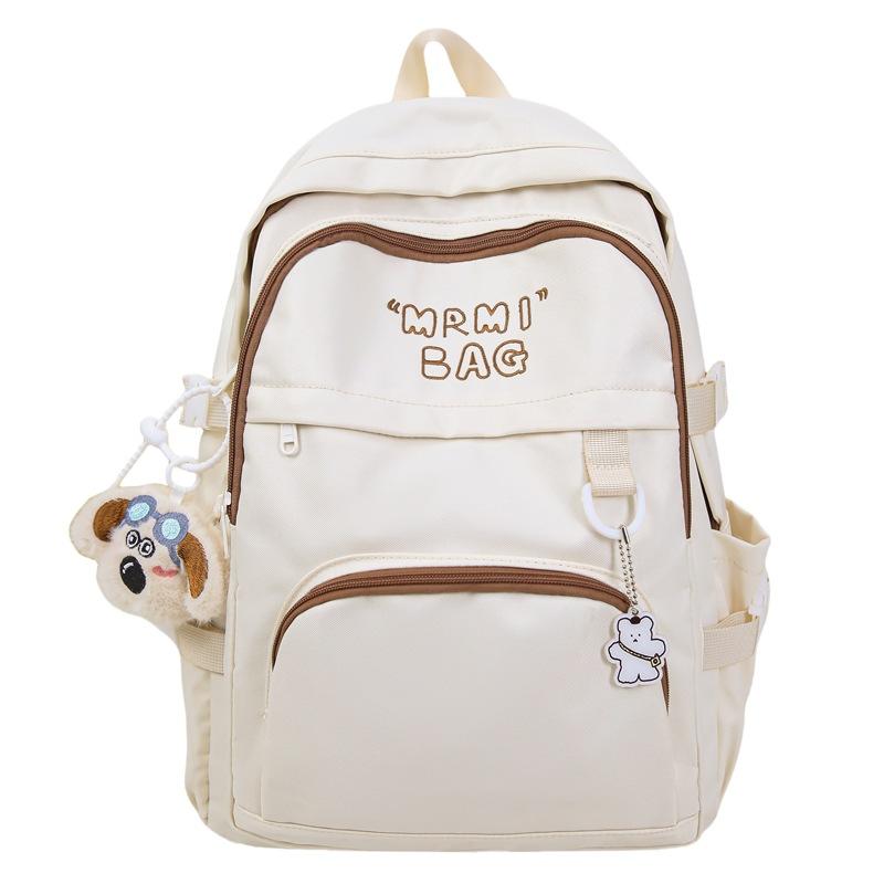 Letter Embroidered Backpack Contrast Color Student Schoolbag Female Campus Backpack