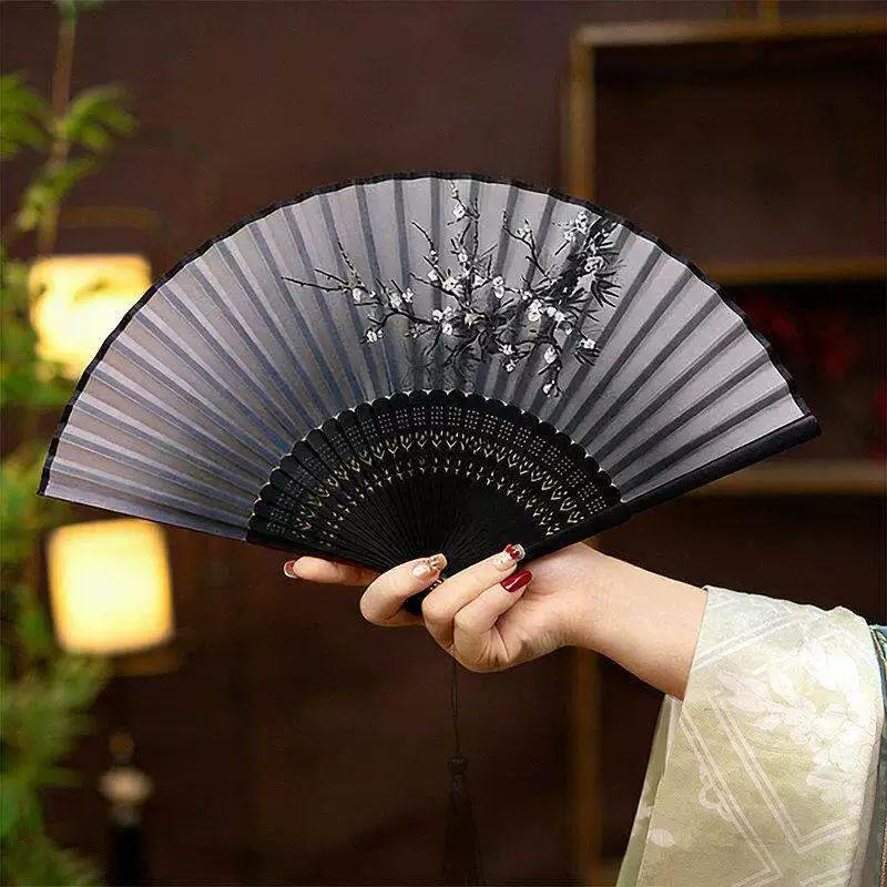 Ancient Style Folding Fan, Chinese Style Folding Fan with Smooth Opening and Closing, Retro Summer Classical Hanfu Cheongsam Small Folding Fan