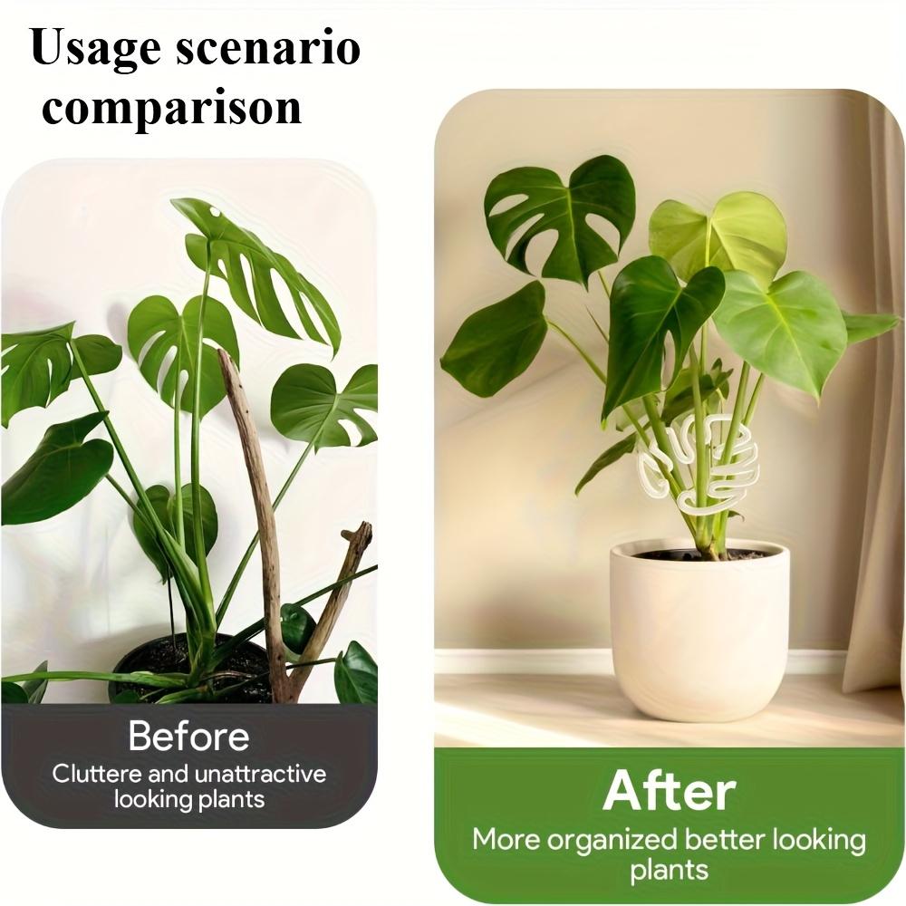 5 Pcs Transparent Leaf-Design Plant Support Stakes - Flexible Monstera Stem Clips, Invisible Plant Stake Holders for Indoor Plan