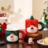 Creative Christmas Gift Box Mug Personalized Hand-painted Three-dimensional Santa Claus Ceramic Cup Household Couple Cup