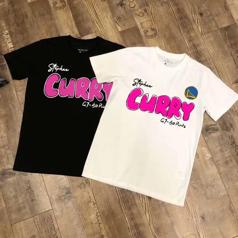 Preppy Steph Curry Youth Cotton Wide Neckline No Distortion Cotton Basketball Short Sleeve New Pure Cotton Print Super Elastic