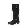 2025 autumn and winter new comfortable versatile stacking boots small long boots pleated belt buckle suede boots