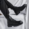 Classic Men's High Top Boots Quality Leather Casual Boots Fashion Motorcycle Boot Lace Up Ankle Boots Non Slip Platform Booties