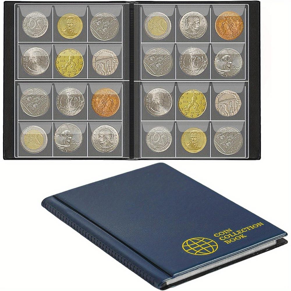 

120 Pockets Coin Collection Book PVC Transparent Inner Coin Display Album 10 Pages Coin Collecting Album For Commemorative Coins синий