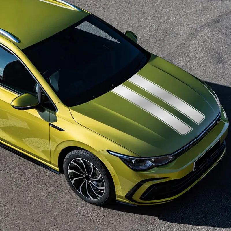 2PCS Sports Racing Car Engine Hood Stripe Sticker Waterproof PVC Self Adhesive Auto Body Vinyl Decal Car Decoration Accessories