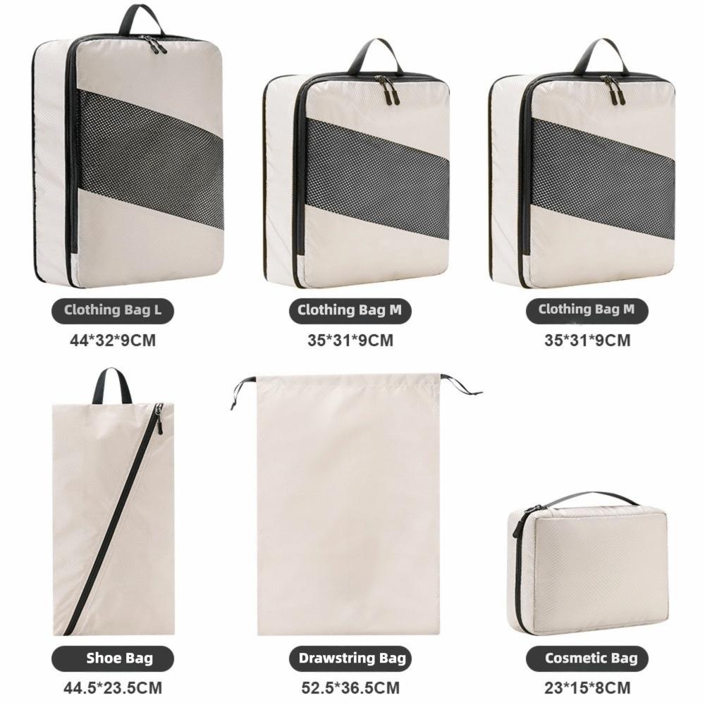 6-Piece Set Compression Feature Travel Organizer Cubes Space-Saving Organizer  Suitcase Packing