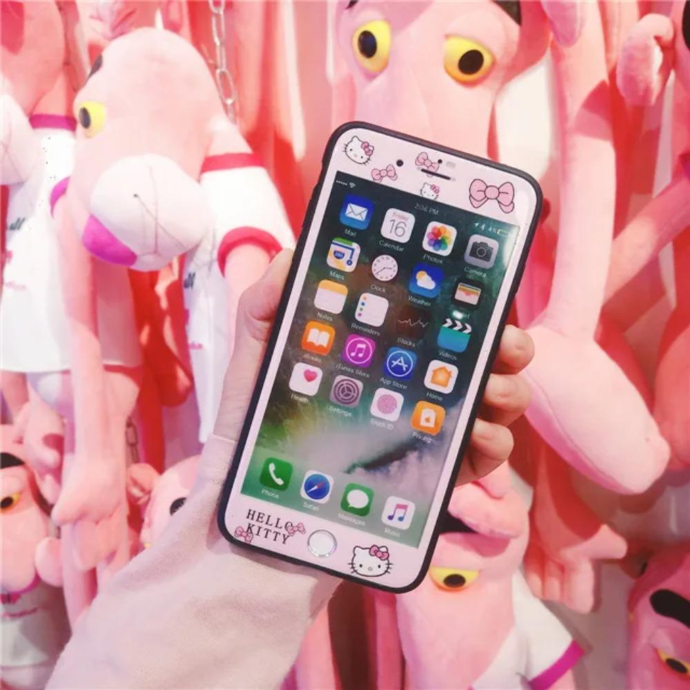 

Защитное стекло для iPhone 13 12 11 Pro Max 6 6S 7 8 Plus Защитное стекло для iPhone X XR XS Max с рисунком Hello Kitty for iPhone 13ProMax