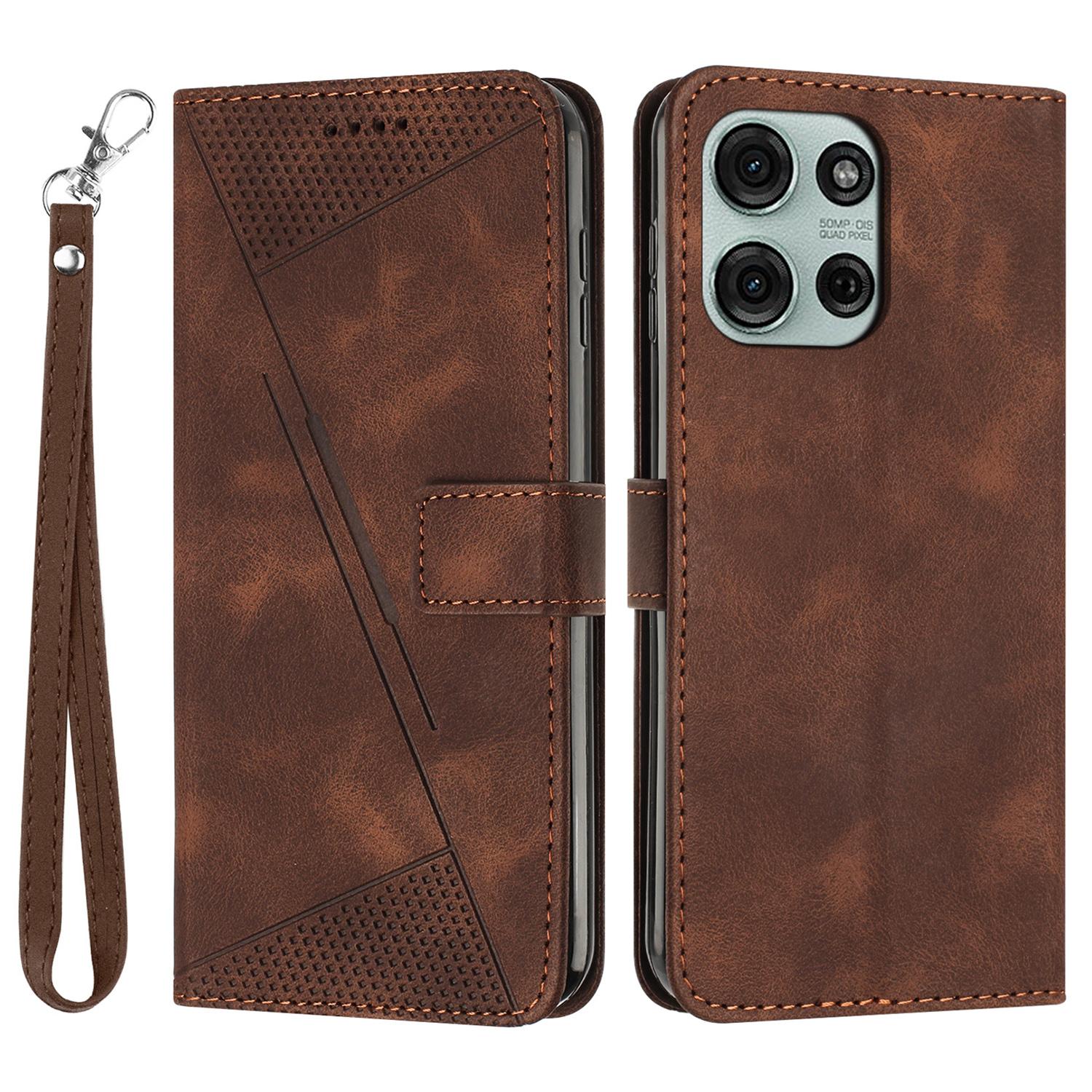 

For Motorola Moto G75 5G Case Handbag Imprinted Triangle Leather Phone Cover E