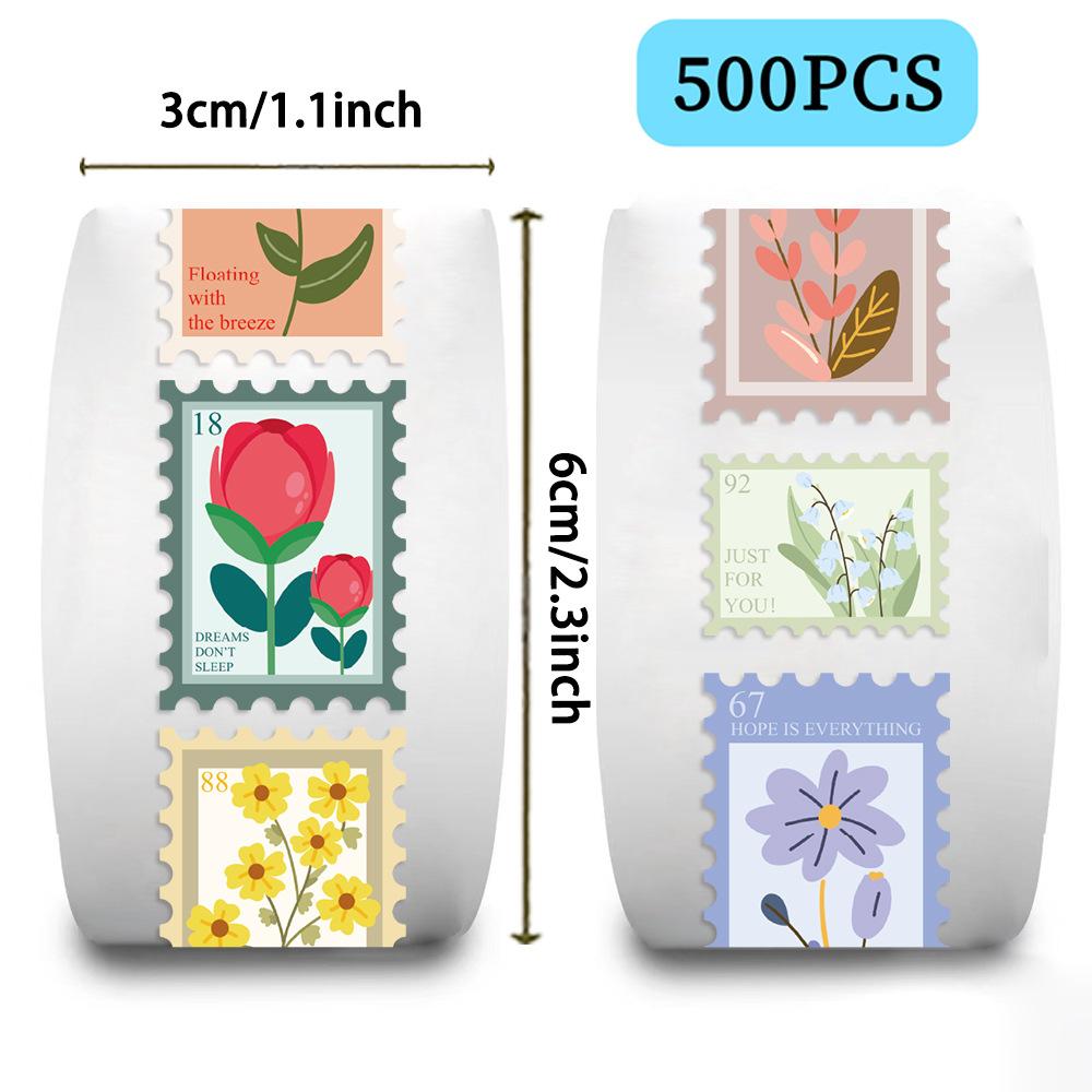 500 Blatt/Rolle Rollenaufkleber Klebeband Blumenstempel Aufkleber Handbuchmaterial Dekorative Umschlagverschlussaufkleber