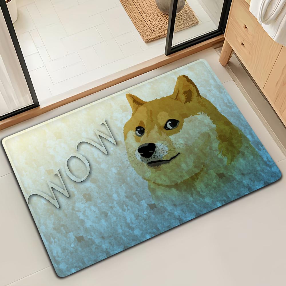 Doge funny Emoticon S-Shiba M-Meme Microfiber Decorative Versatile Flannel Floor Bath Door Mat Quick Dry Absorbent Non-slip Sole