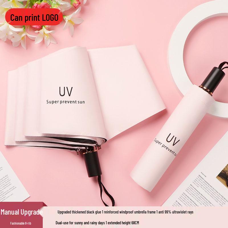 Peptide Silver Titanium Sunscreen Dual-Use Umbrella: Reflective, Sun & Rain Protection, VIP Princess Five-Fold Design.