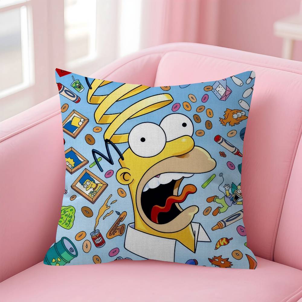 Cushion Cover Car Throw Pillow Case For Sofa Car Christmas Gift Anime The Movie S-Simpsons-S
