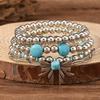 Türkis Schmuck, Damen Armbänder, Böhmische Türkis Retro Perlenarmbänder, Gestapeltes Set Armbänder.