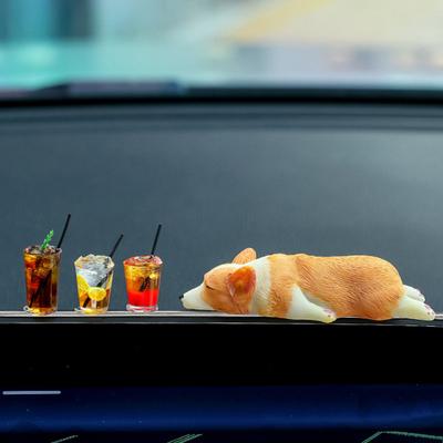 Corgi Car Ornament Cute Mini Sleeping Corgi Car Decor Center Console Decoration Gift for Car Pet Lovers