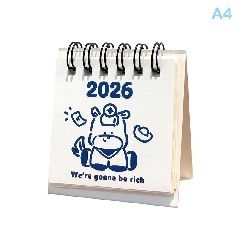 2026 Horse Year Mini Desk Calendar Cartoon Portable Coil Monthly Calendar Planner Office And Home Decor New Year'S Present