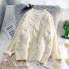 Women's Thick Cable Knit High-Neck Pullover Sweater - Autumn/Winter Loose Style
