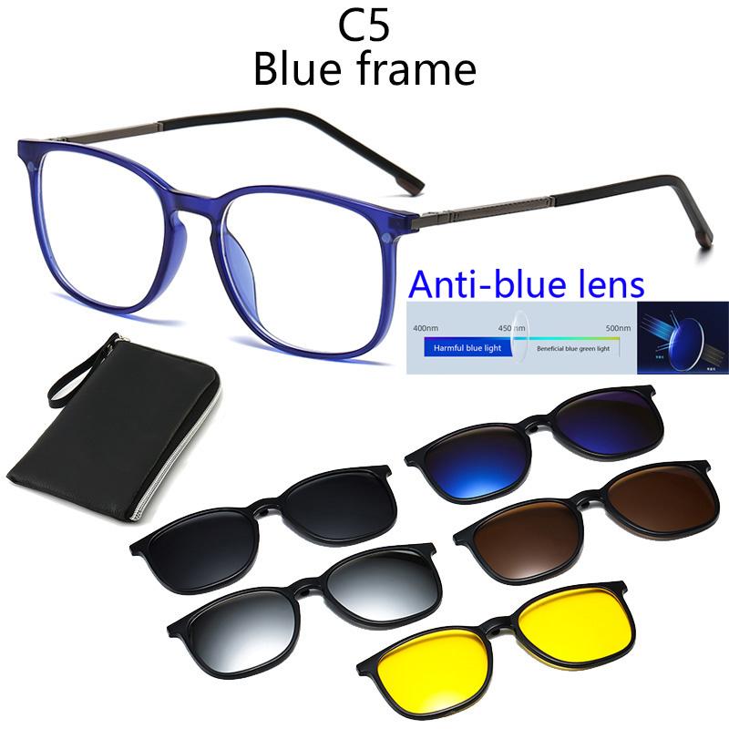 Anti Blue Light Blocking Lens Myopia Sports Magnetic Mirror Sets Polarized Square Sunglasses Sping Hunge Big Metal Frame