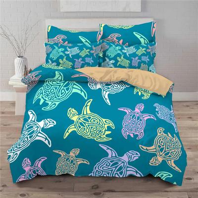 Copripiumino Tartaruga Marina Misura Queen Ragazzo Spiaggia Tartaruga Copripiumino Poliestere 3 pezzi Teal Aqua Blu Astratto Set Biancheria da Letto Tartaruga