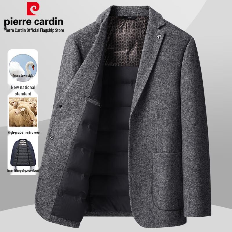 Pierre Cardin Men's Wool Blend Goose Down Lined Business Casual Jacket