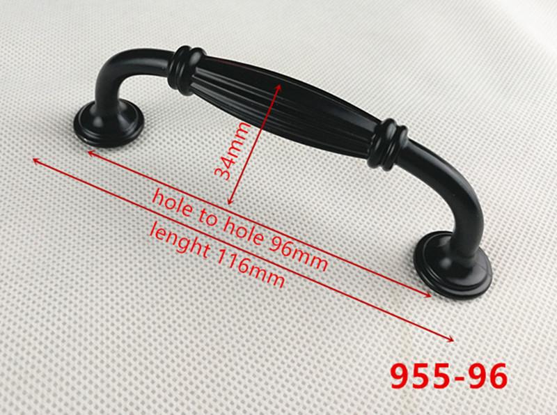 Hole Spacing 96mm Zinc Alloy Black Cabinet Handles American Style Kitchen Door Pulls Drawer Knobs Furniture Handle
