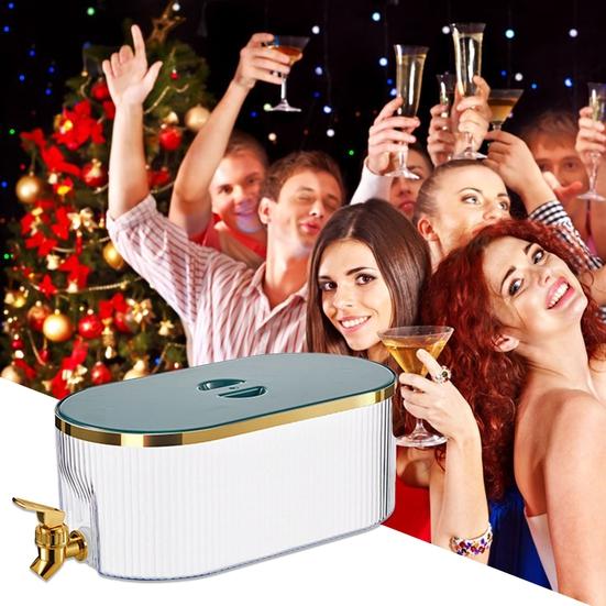 5.3L Fridge Cold Kettle with Faucet Large Capacity Transparent Dust-proof Leakproof Drinkware Food Grade Juice Water Dispenser Cold Drink Bucket