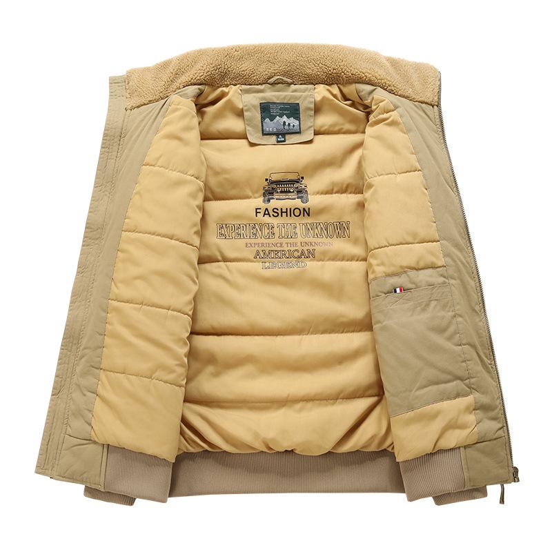 Winter Men's Fleece Cargo Jacket Top Men's Flight Suit Plus-size Coat Men