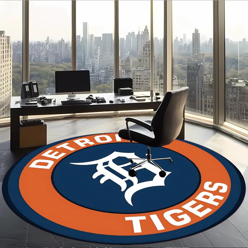 Detroit Tigers (5) Round Office Rug Decorative Floor Rug for Office Bedroom Living Room and Home Space