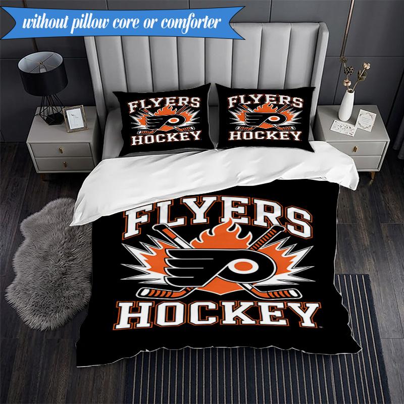 3PCS Flyers Hockey Team Bedding Set,Including 1pc Duvet Cover And 2pcs Pillowcases Perfect for Bedroom, Dormitory, Fan Christmas gift