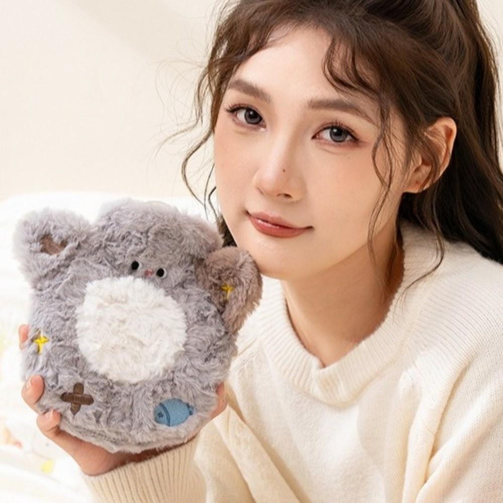 Plush Cover Warm Water Bag Portable Plush Hot Water Bag Detachable Insulation Bottle Women Period