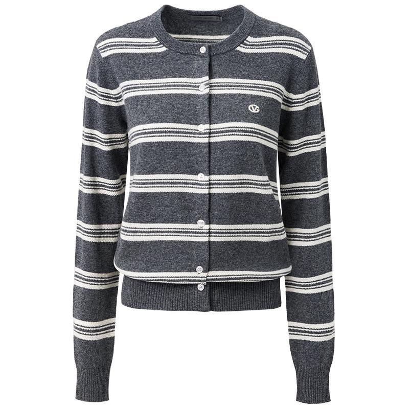 Giovanni Valentino Women's Striped Wool Knit Cardigan