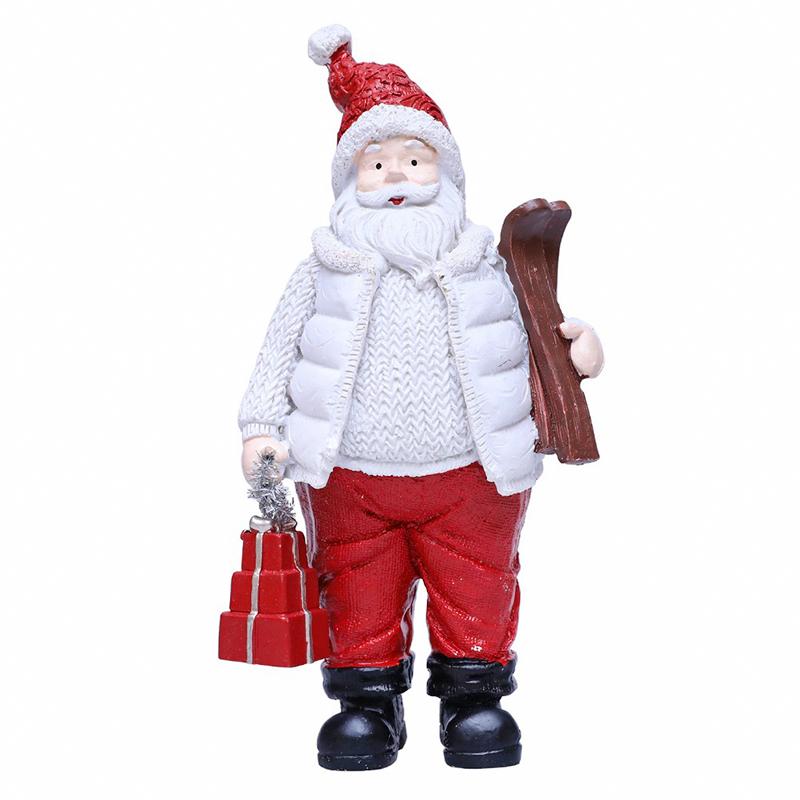 

1 шт. Декорации для магазина из смолы, Рождественские скульптуры, Забавная рождественская кукла, Рождественская атмосфера 20x9x7см B белый