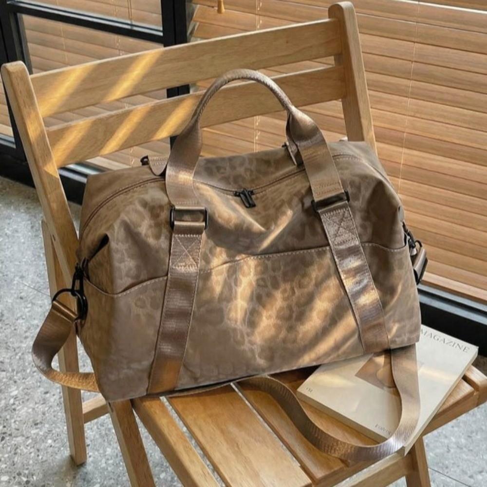 Adjustable Strap Travel Duffle Bag Leopard Print Lightweight Handbag Large Capacity Bag Gym Yoga