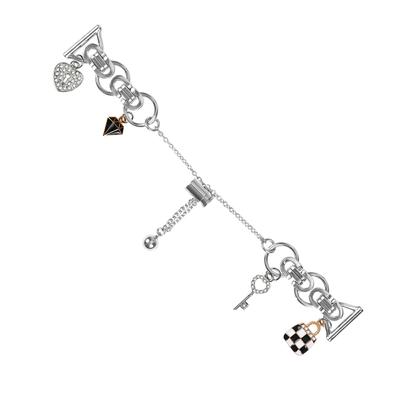 For GarminMove Luxe/Vivomove Luxe Silver Watch Band Adjustable Single Chain Style Metal Alloy Strap