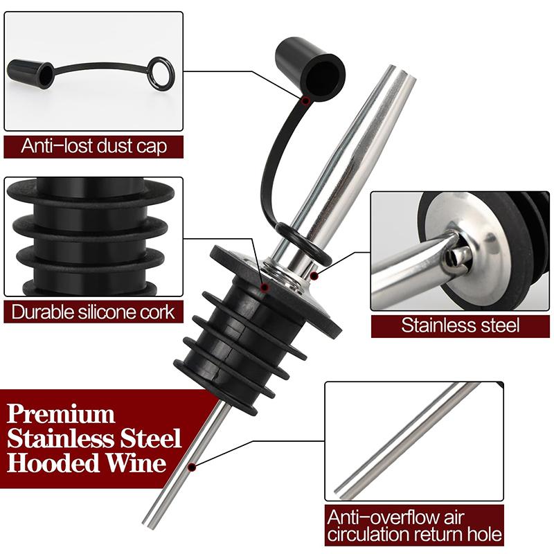 נירוסטה ליקר שמן יין בקבוק מוזג אטום בפני נזילות פקק פיה אטום פיית מתקן חומץ חרוטי