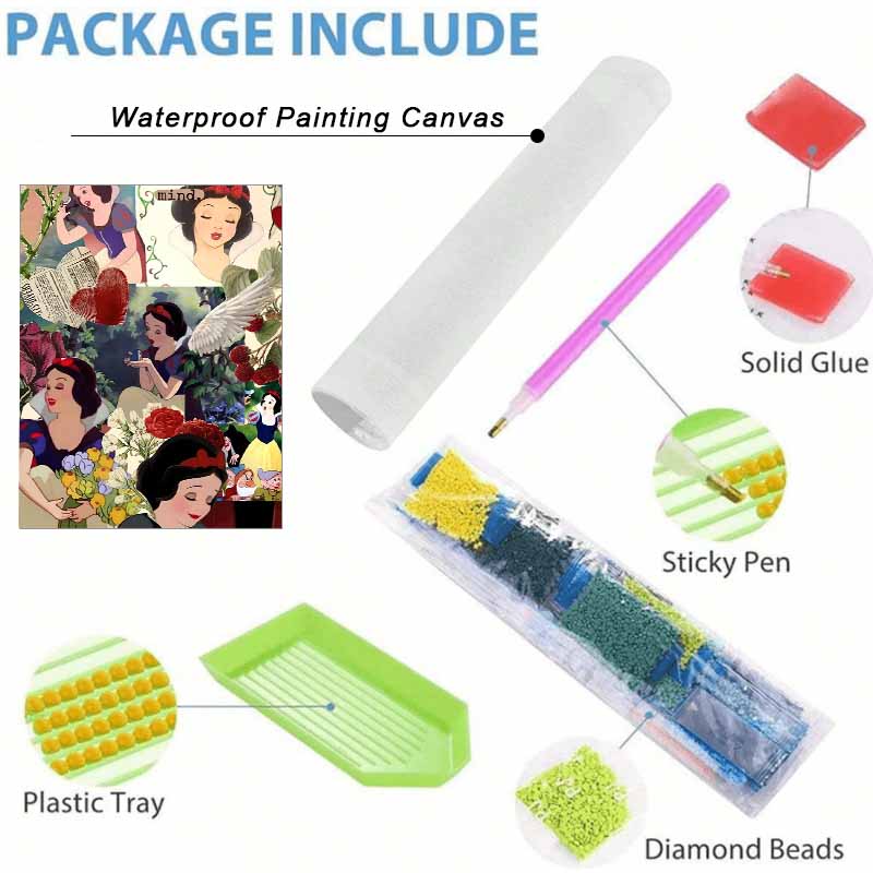 Disney Diamond Painting Kit, 5D Snow White Wall Decoration Art Gift for Living Room, Bedroom, Study Room, Etc.