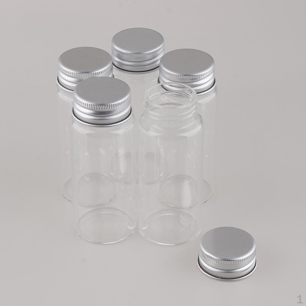 

5 Counts Clear Liquid Sampling Refillable Glass Bottles Vials Screw Cap Reusable Round Storage 70ml