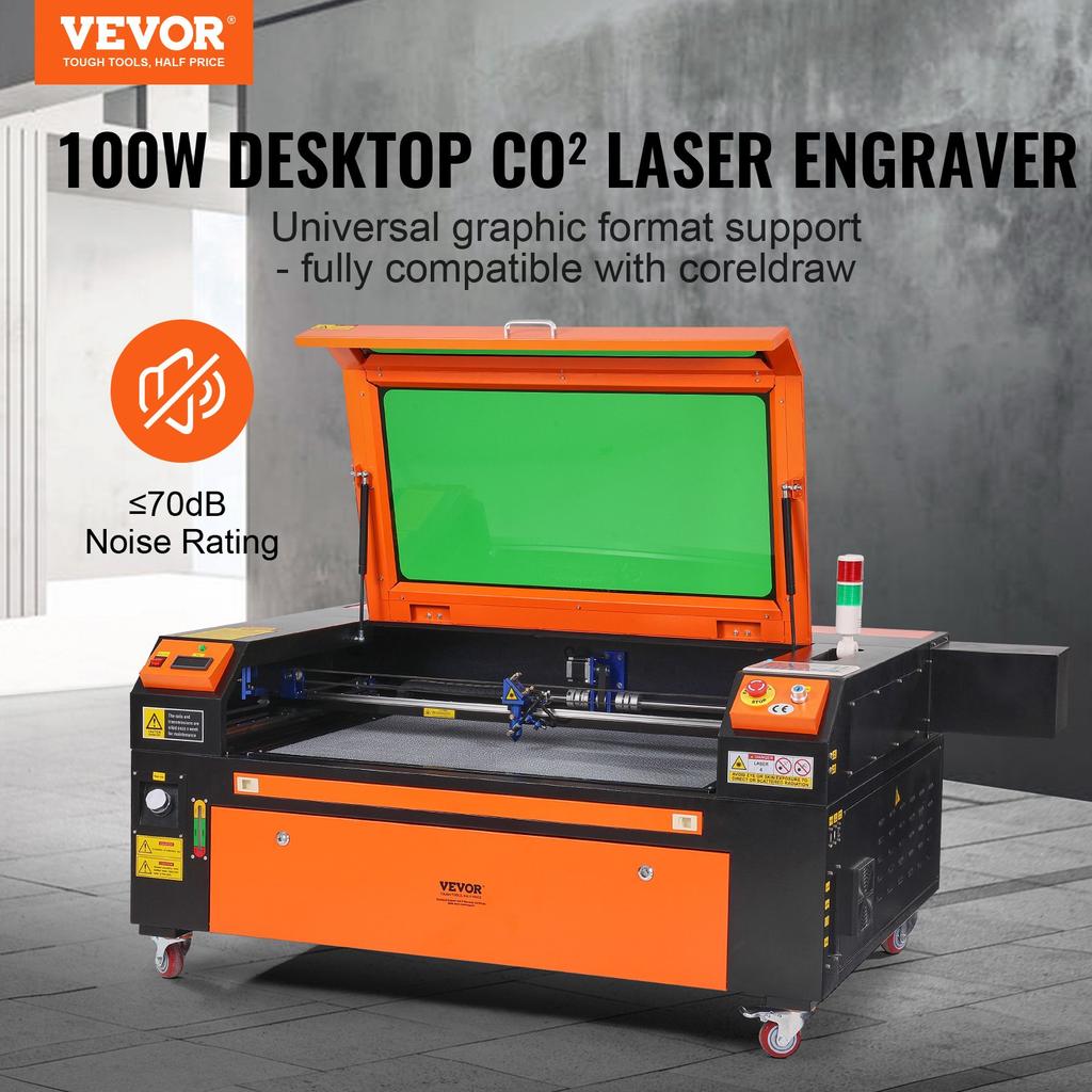 VEVOR 100W CO2 laserový gravír, 61 x 89 cm(24 x 35 palců), 500 mm/s(19.7 IPS) Laserový řezací stroj s obousměrným přívodem vzduchu, kompatibilní s LightBurn
