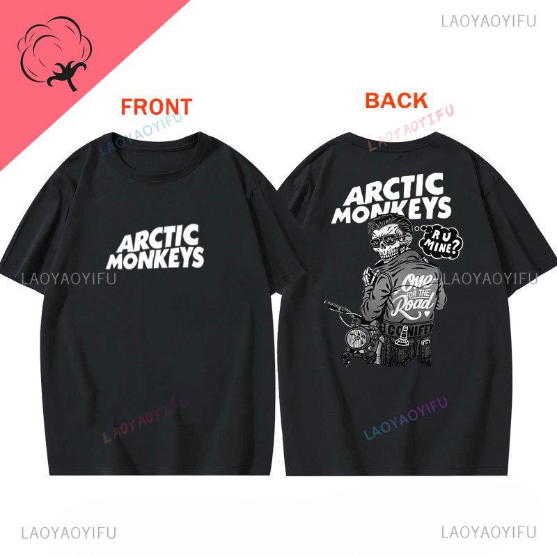Arctic Monkeys T-Shirt Doppelseitiger Druck Shirt Rundhalsausschnitt Lässig Streetwear Allmatch Alternative Rock Goth Y2k Kleidung