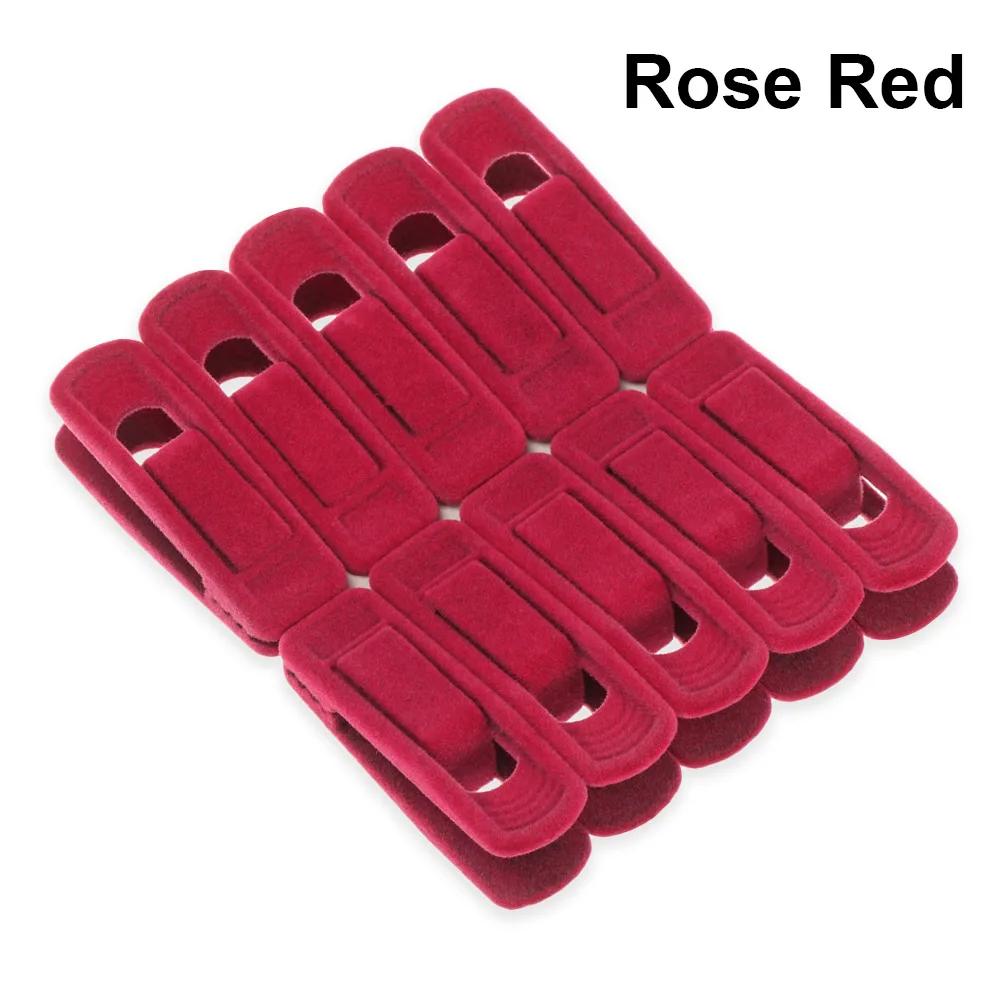 10pcs Non Slip Velvet Hangers Clips for Velvet Flocked Trouser Coat Clothes Clip Drying Racks Space Saving Hanging Hooks