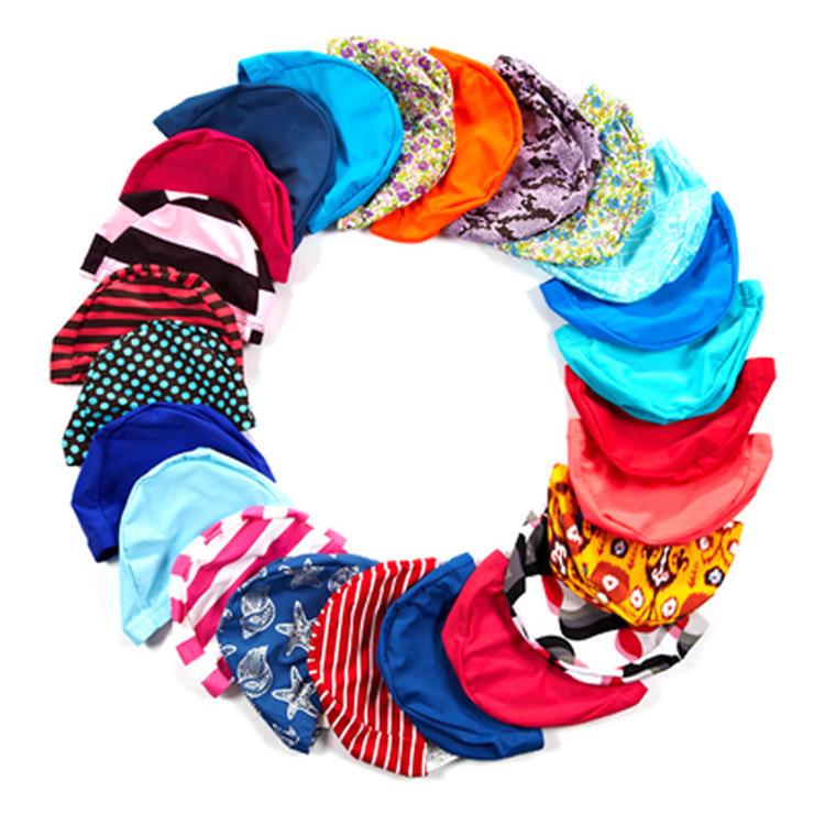 Black Floral Adult Swim Cap with Ear Protection - Fits Long Hair, Polyester/Nylon Fabric, Unisex