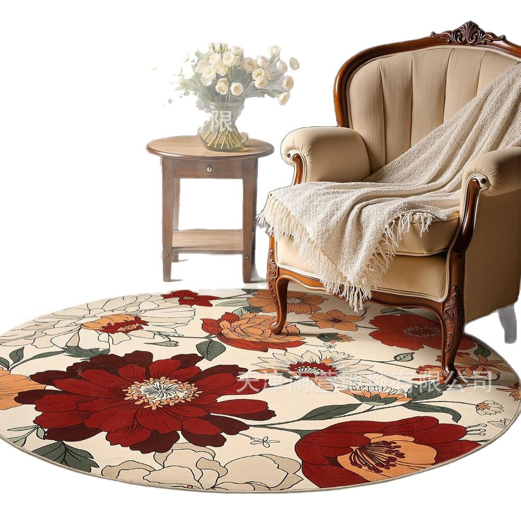 Frühling/Sommer Blume Runder Teppich Schlafzimmer Wohnzimmer Rutschfeste Matte Runder Sofateppich