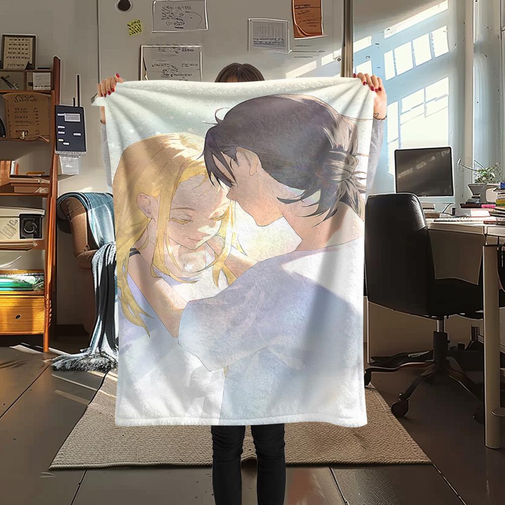 1PC Summer time Rendering Print Flannel Blanket, High quality All Seasons, Home Decor, Warmth and Comfort, Perfect for Christmas Gifts