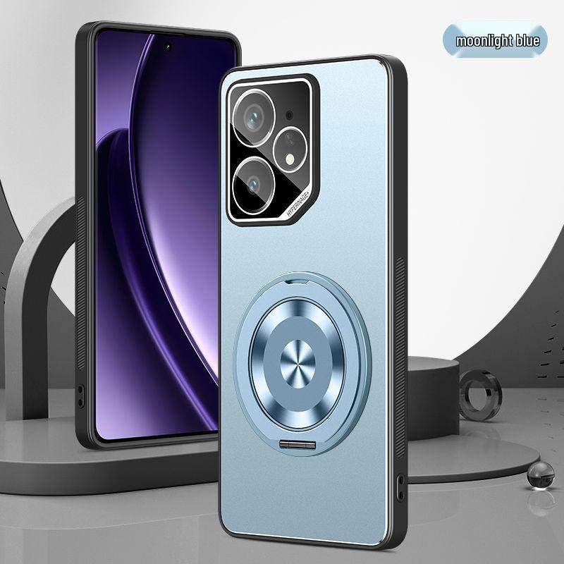 

Матовый металлический чехол для телефона Realme Neo7 с кольцом-подставкой, защитной пленкой для объектива, мягкими краями и защитой от падений realme Neo7